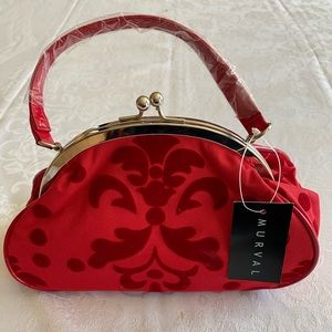 Flocked evening bag. (Red)
